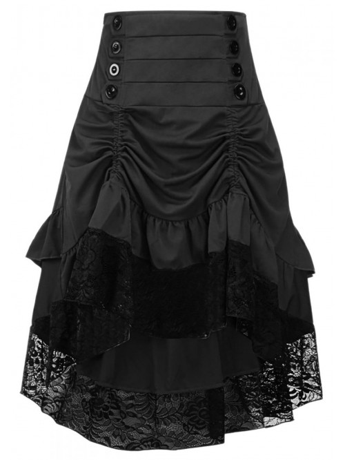 Fashion Womens Gothic Steampunk Skirt Asymmetrical...