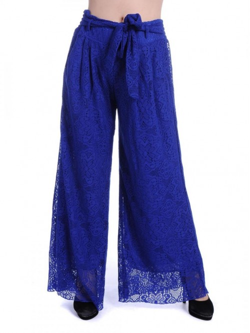 Women High Waist Loose Wide Leg Pants Boho Crochet...