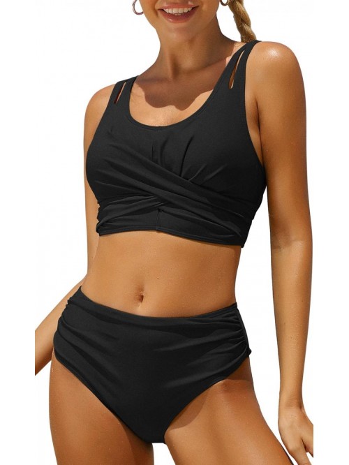 Women High Waisted Bikini Cross Push Up Bikini Top...