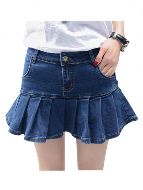 Women's Vintage High Waist Denim Skirt Midi Jean S...