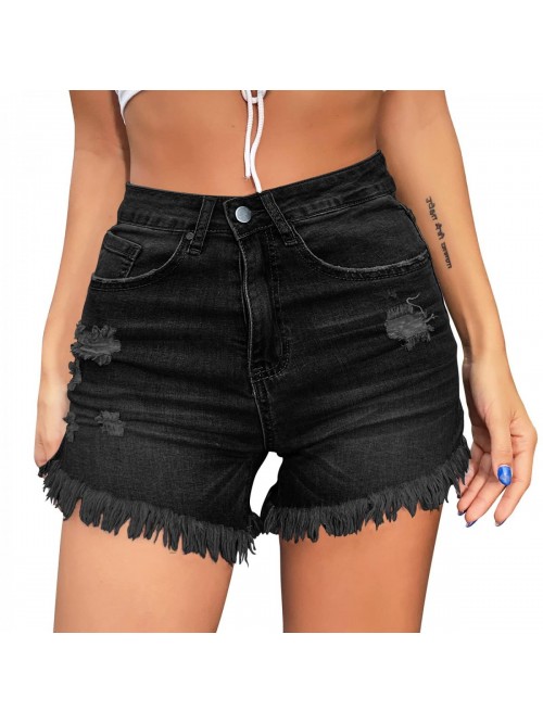 Denim Hot Shorts for Women High Stretch Mid Rise S...