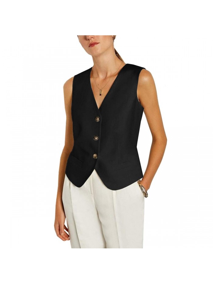 Regular Fitted Vest Business Dress Suits Button Down Waistcoat 