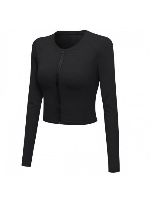 Women's Yoga Running Cropped Jacket Long Sleeve Fu...