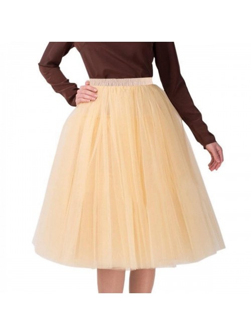 Skirt for Women Midi Length A Line Pleated Tutu Sk...