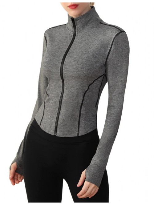 Womens Active Zip Up Sports Gym Running Workout At...