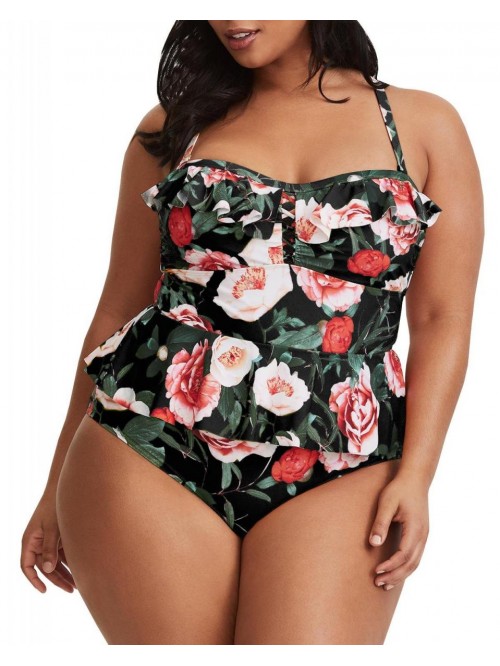 Womens High Waisted Plus Size Swimsuits Bikini Flo...