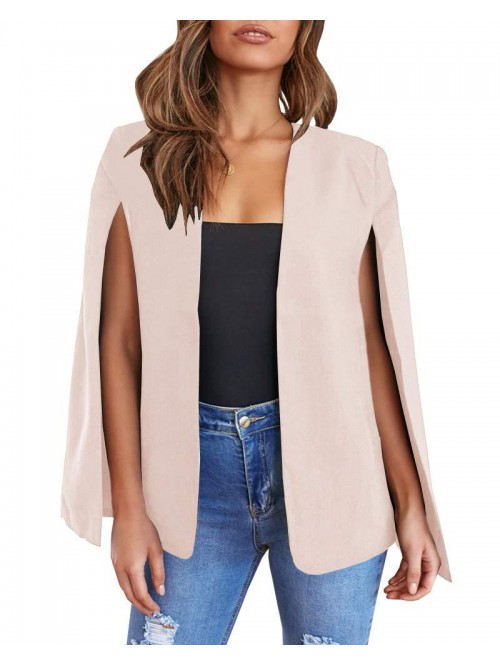 Womens Cape Blazer Split Sleeve Open Front Casual ...