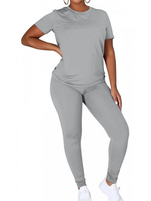 Womens 2 Piece Sports Outfit Tracksuit Shirt Short...