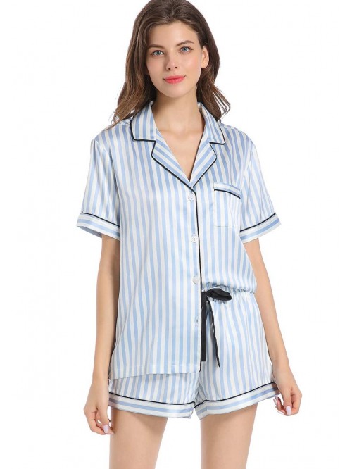 Women's Satin Pajama Set 2-Piece Sleepwear Loungew...