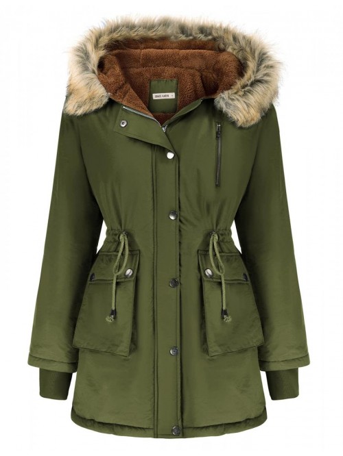 KARIN Womens Hooded Fleece Line Coats Parkas Faux ...