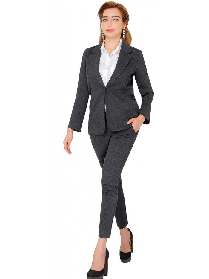 Women's Business Blazer Pant Suit Set for Work 