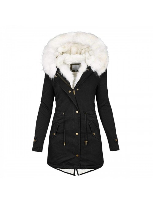 Women's Collar Hooded Padded Outerwear Warm Thick ...