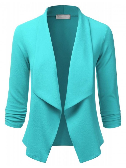 Women's 3/4 Sleeve Blazer Open Front Office Work C...