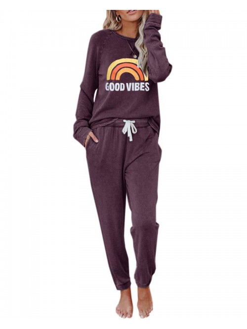 Eurivicy Women's Good Vibes Graphic 2 Piece Outfit...