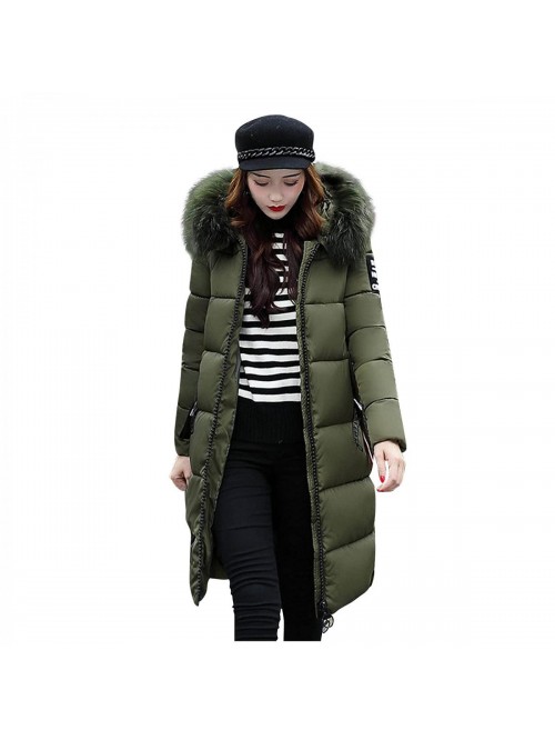 Women's Down Jacket with Faux Fur Trim Hood Puffy ...