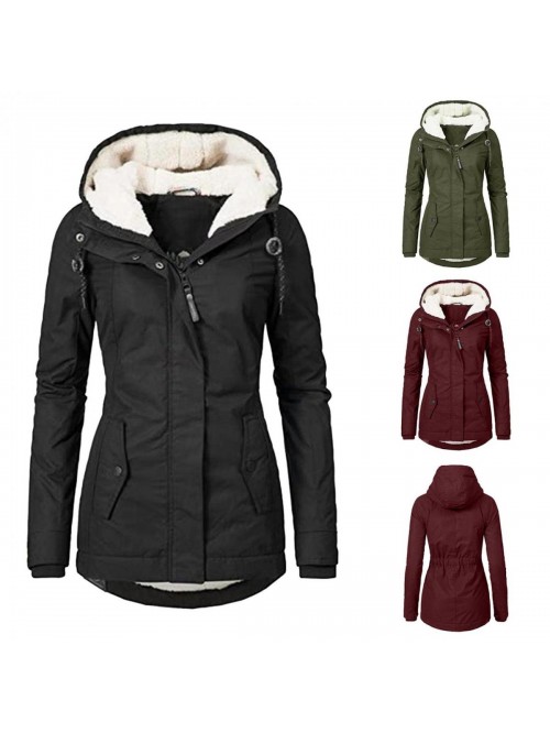 Women Winter Parka Coats Plus Size Thick Fleece Li...