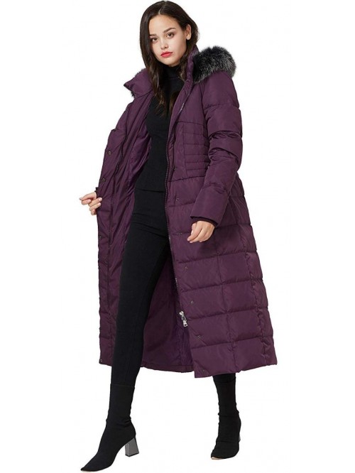 Molodo Women's Long Down Coat with Fur Hood Maxi D...