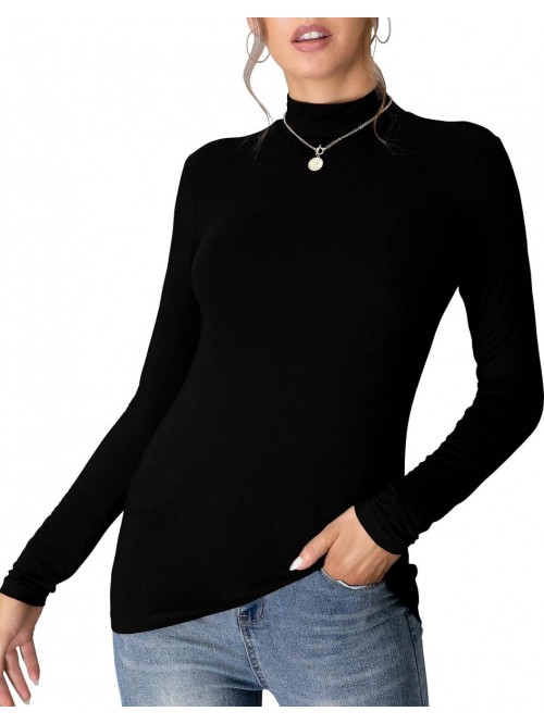 Women's Sleeveless Long Sleeves Mock Turtleneck To...