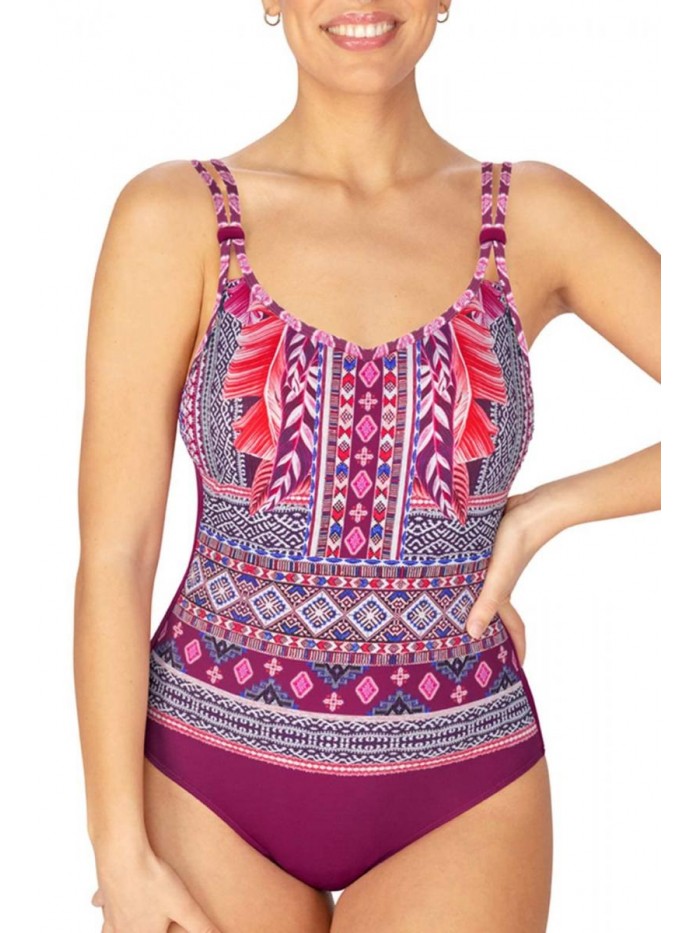 Amoena Womens Boho Vibes Half Bodice Pocketed Mastectomy Swimsuit