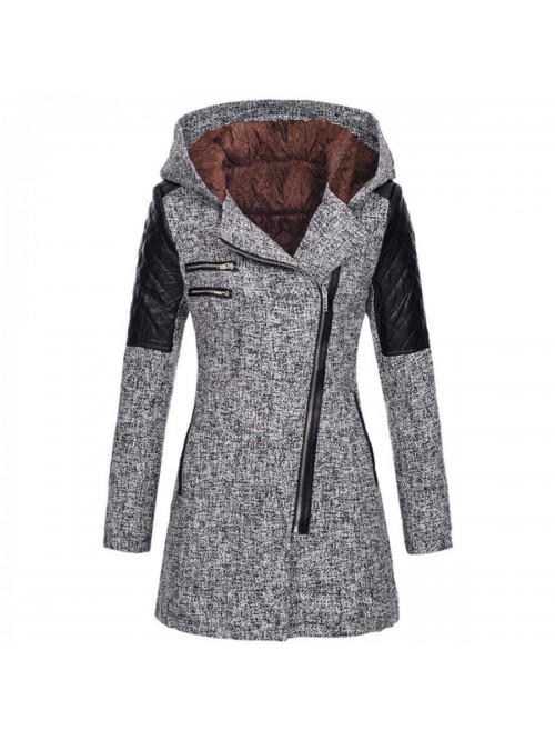 Women's Coat Autumn And Winter Mid-length Hooded L...